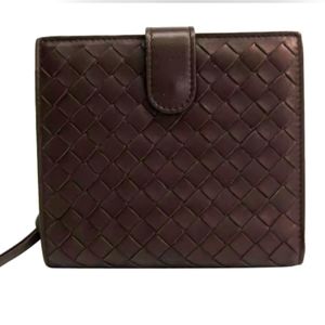 Bottega Veneta AuthenticIntrecciato leather brown nappa folding wallet- Lambskin
